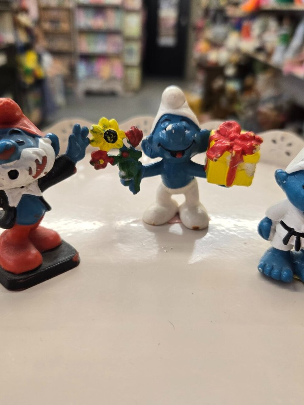 trio of Vintage Smurf collectible Figures as is